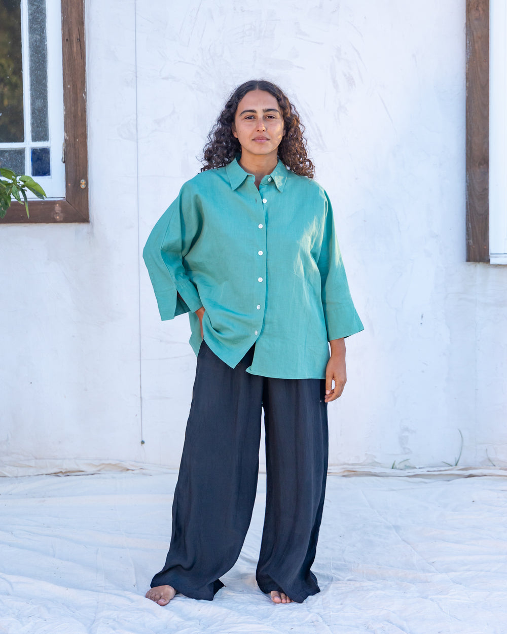 Bouviet Oversized Shirt | Linen | Teal