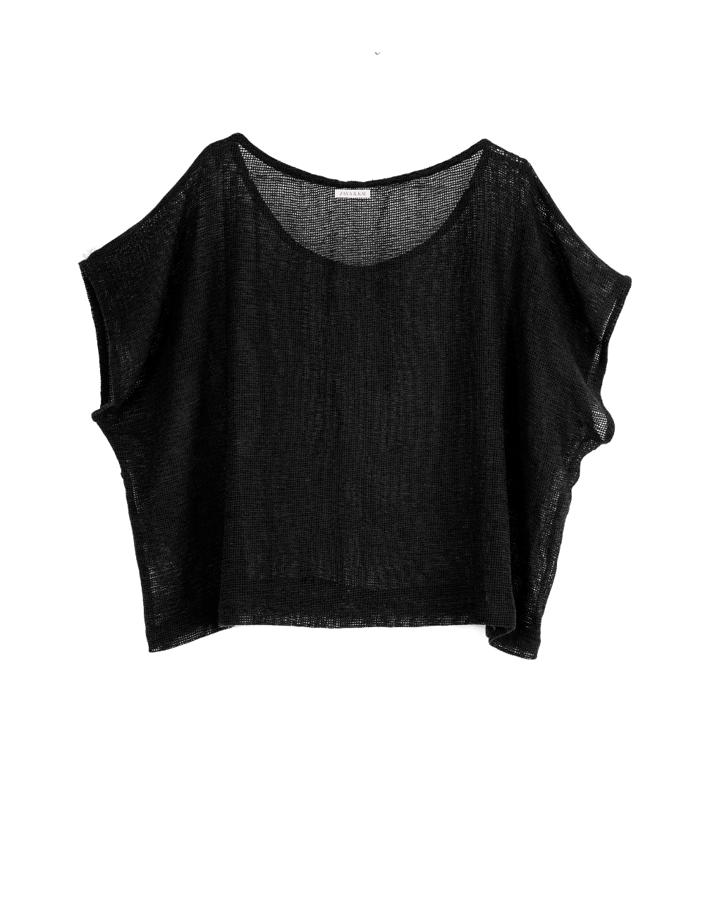 product photo of oversized net charcoal coloured top