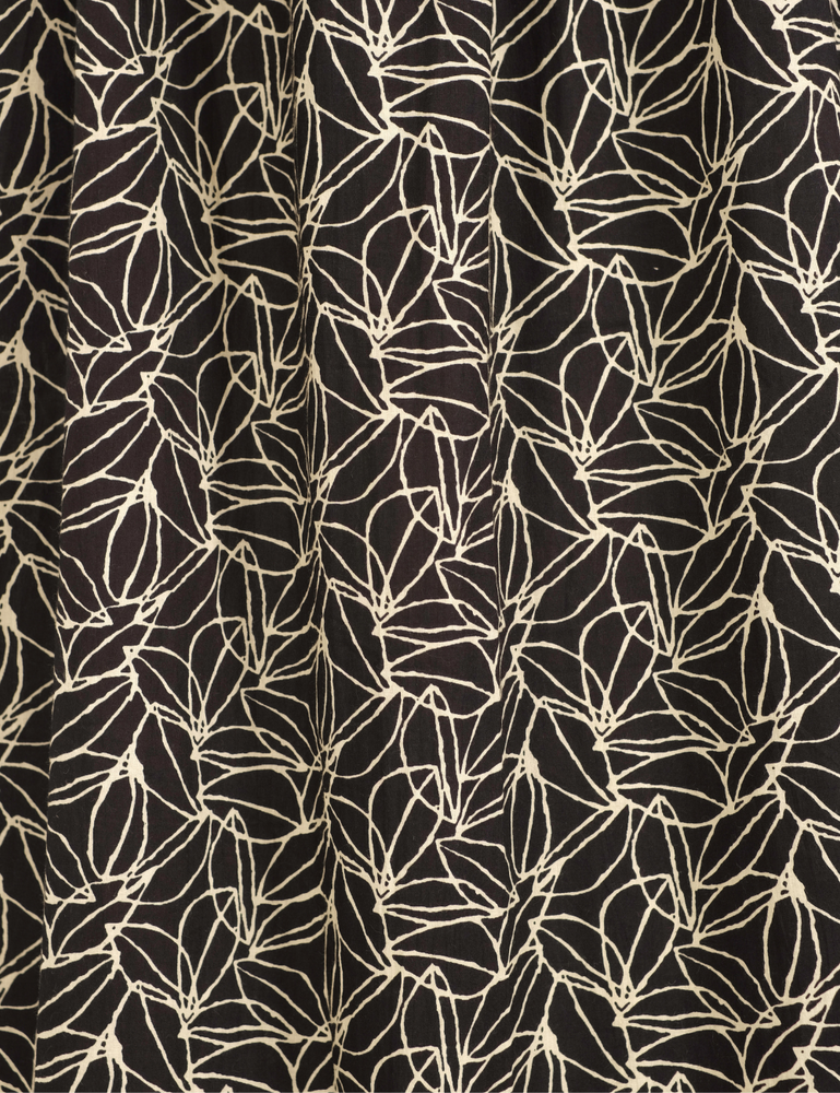 
                  
                    close up of dark patterned gomera maxi dress in dark plum print
                  
                
