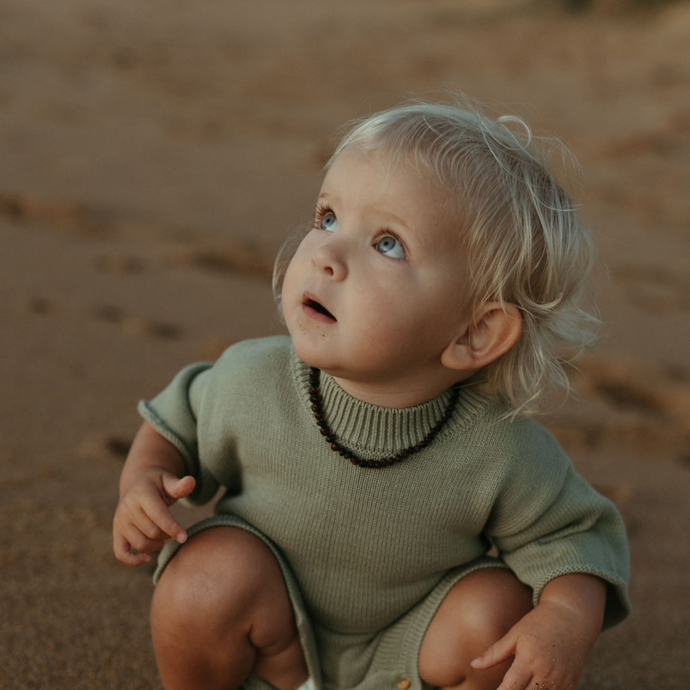 oversized knitted jumpsuit faded mint natural baby toddler sustainable clothing byron bay brand Zaya and Kai