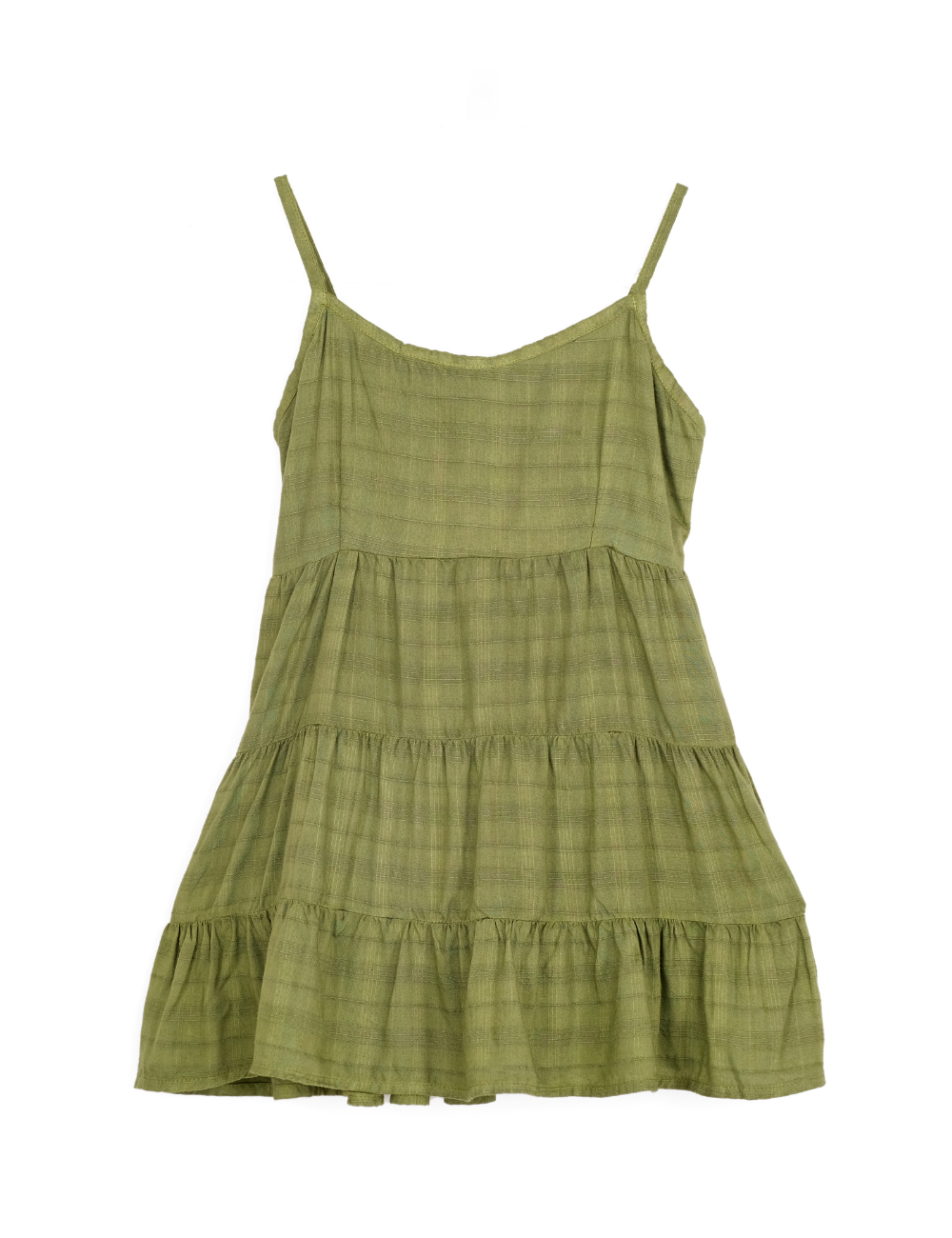 product photo of organic sugarcane kids dress in forest green colour