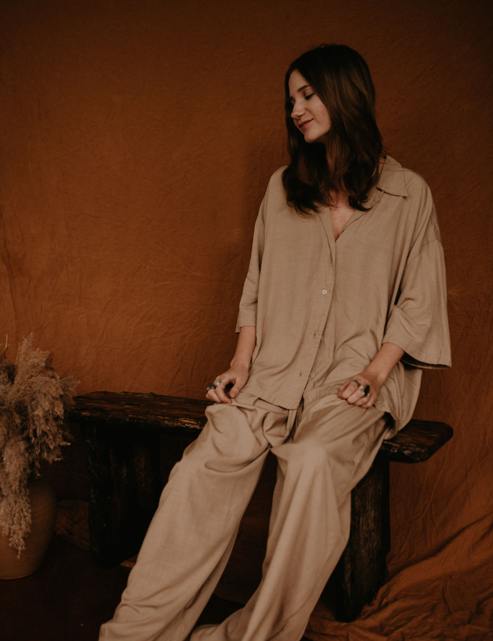 Bamboo lounge shirt natural woman sustainable clothing byron bay brand Zaya and Kai
