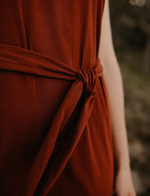 
                  
                    Bamboo maxi dress terracotta natural woman sustainable clothing byron bay brand Zaya and Kai
                  
                