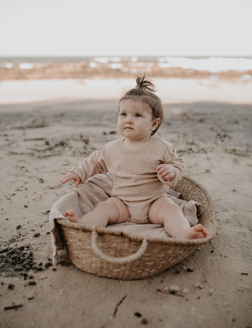 
                  
                    long sleeved knit romper speckled baby toddler sustainable clothing byron bay brand Zaya and Kai
                  
                