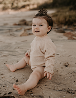 long sleeved knit romper speckled baby toddler sustainable clothing byron bay brand Zaya and Kai