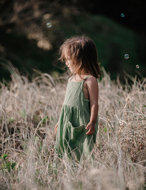 
                  
                    maxi muslin dress wabi sabi green oversized baby toddler sustainable clothing byron bay brand Zaya and Kai
                  
                