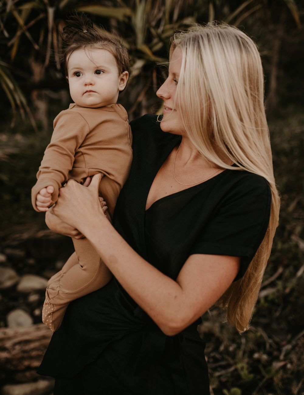 mini wrap dress linen charcoal natural woman sustainable clothing byron bay brand Zaya and Kai