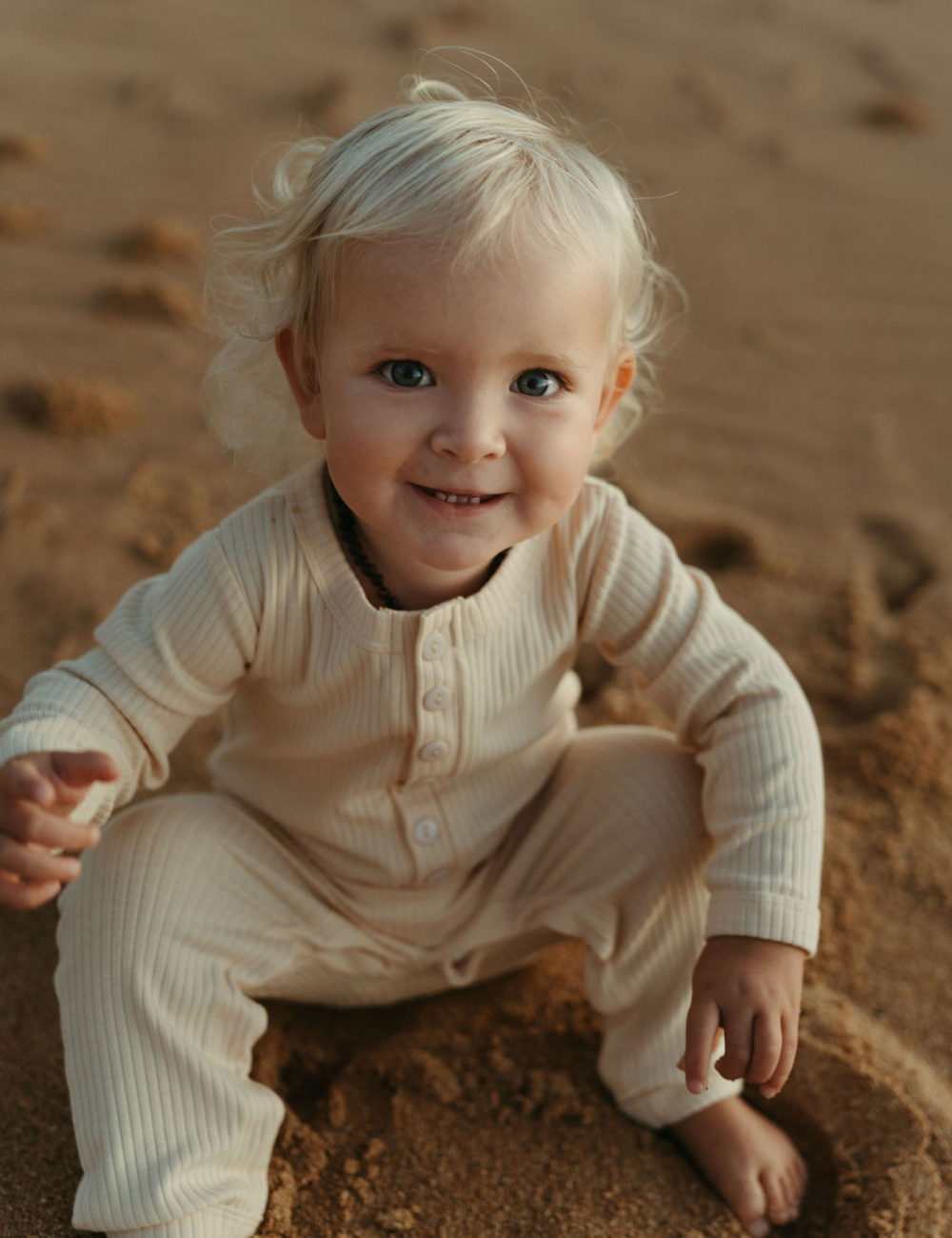 
                  
                    organic full length jumpsuit ribbed cream natural baby toddler sustainable clothing byron bay brand Zaya and Kai
                  
                