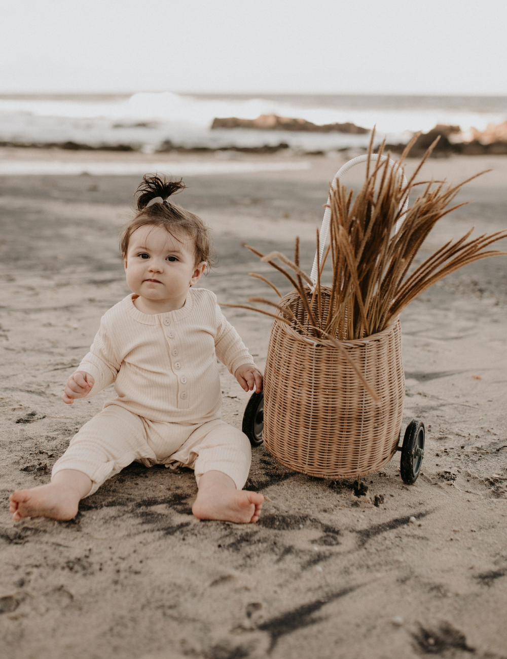 organic full length jumpsuit ribbed cream natural baby toddler sustainable clothing byron bay brand Zaya and Kai