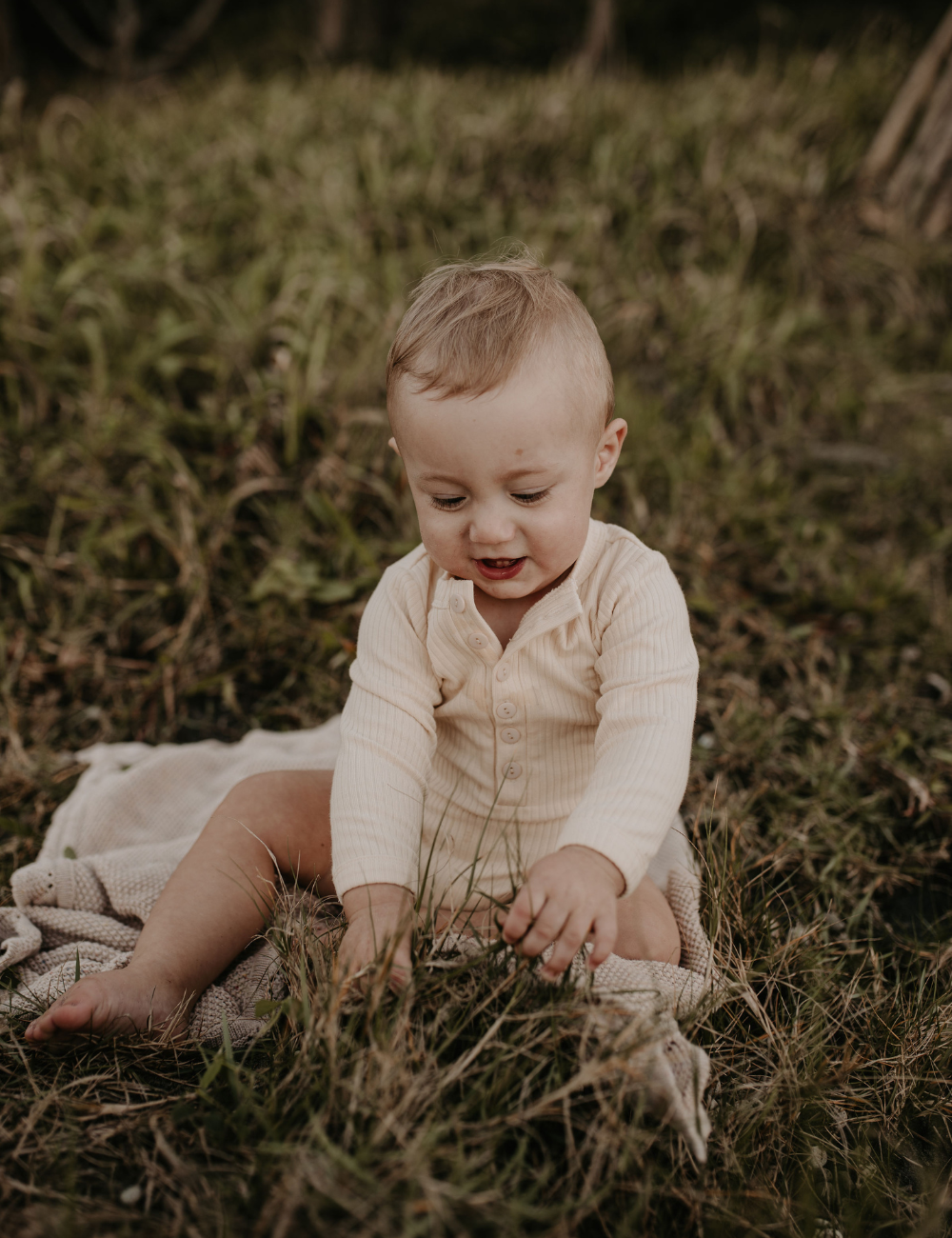 organic long sleeved romper ribbed cream natural baby toddler sustainable clothing byron bay brand Zaya and Kai