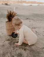 organic long sleeved romper ribbed cream natural baby toddler sustainable clothing byron bay brand Zaya and Kai