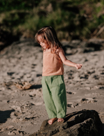 terry towel tank top gingerbread straight leg muslin pants wabi sabi green natural baby toddler sustainable clothing byron bay brand Zaya and Kai